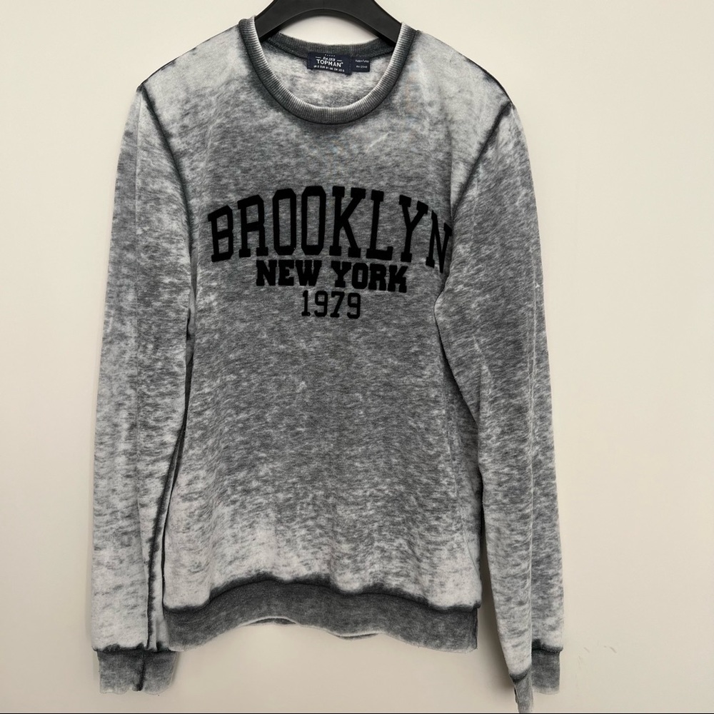 TOPSHOP Brooklyn New York 1979 Super Soft Heather Gray Sweater Size S